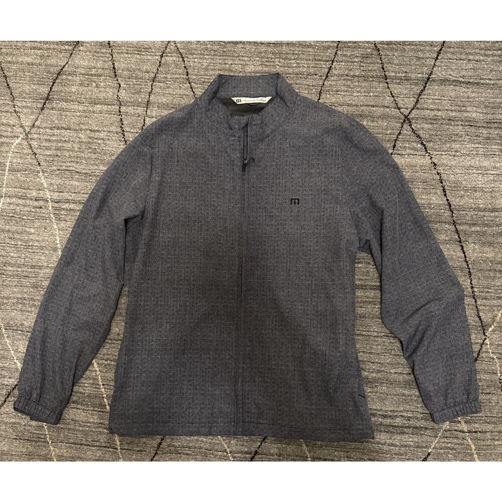 Travis Mathew Jacket Men Large Blue/Grey Geometric Performance Full Zip Golf